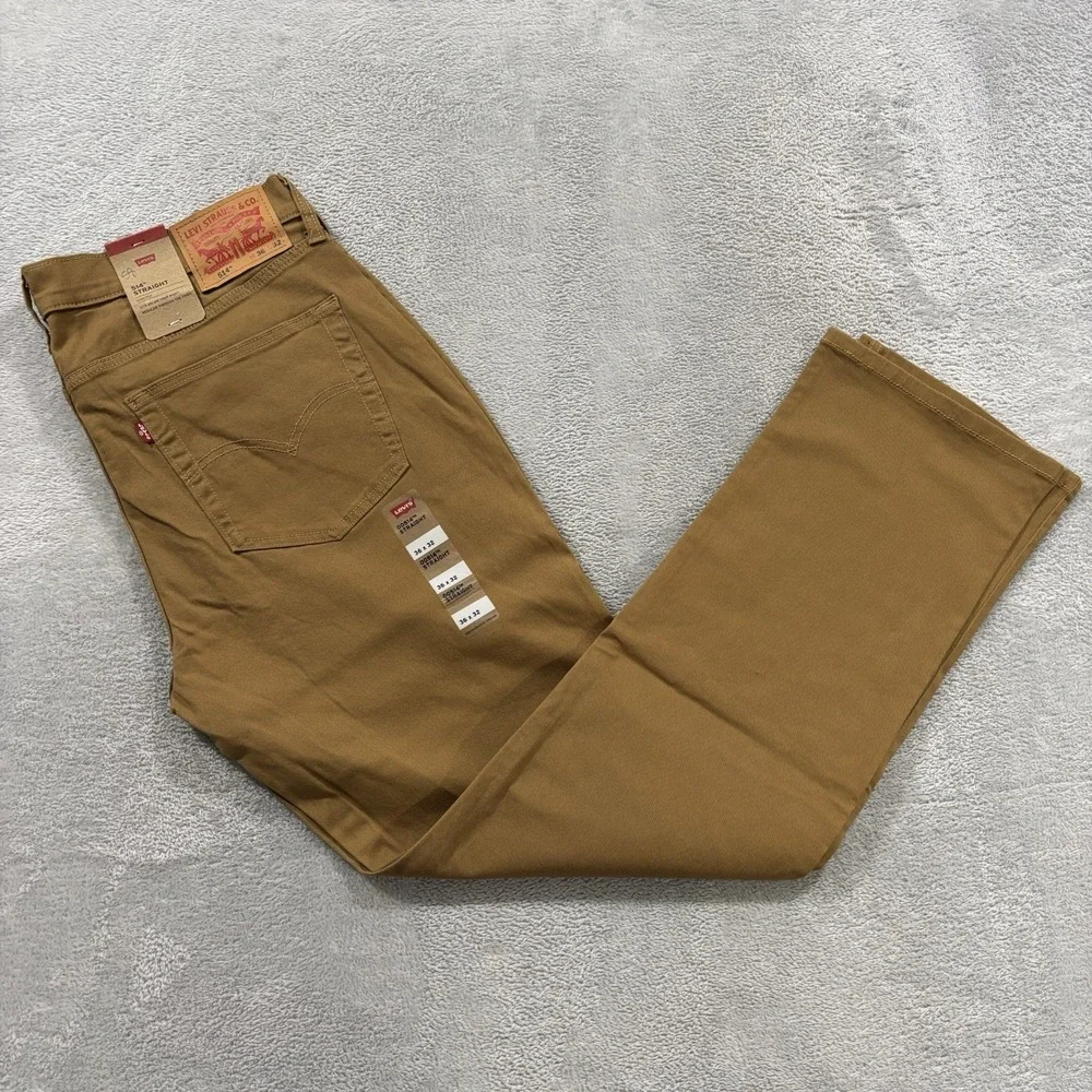 NWT Levi's 514 Jeans Mens 36x32 Straight Mid Rise Premium Soft Twill Brown Khaki